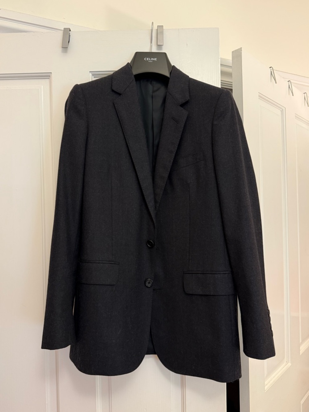 CELINE Charcoal Grey Wool Blazer FR 34